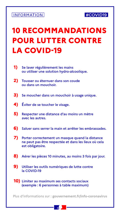 10 recommandations pour lutter contre la Covid-19