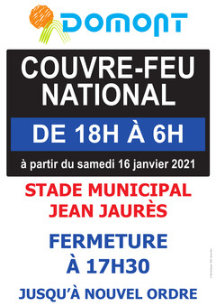 AFFICHE COUVRE FEU STADE Jaurès 15-01-2021