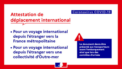 Attestation de déplacement international Covid-19 avril 2020