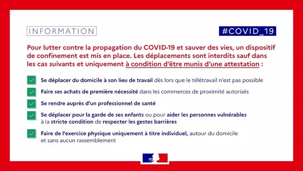 Information COVID-19 dispositif de confinement