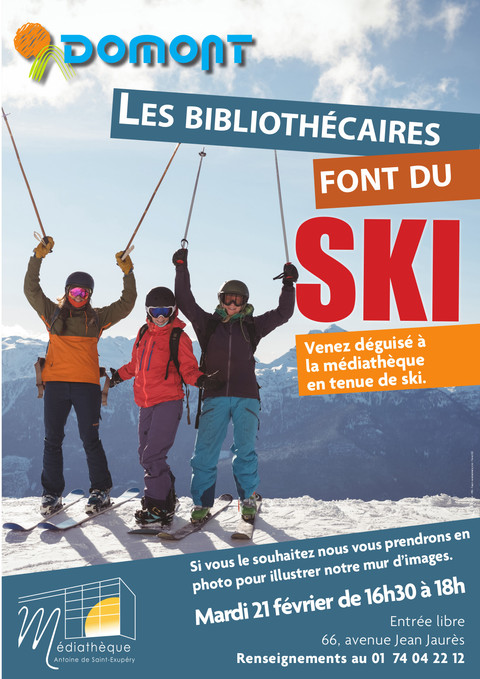 Affiche Bibliothécaires font du ski fév 2023