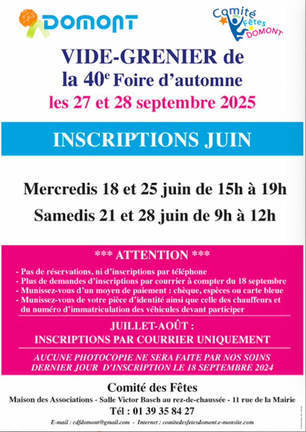 Affiche inscription Foire juin 2025 Affiche inscription Foire juin 2025