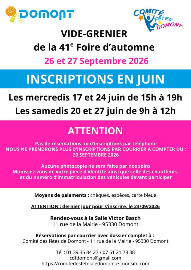 VIDE GRENIER - INSCRIPTION JUIN-2