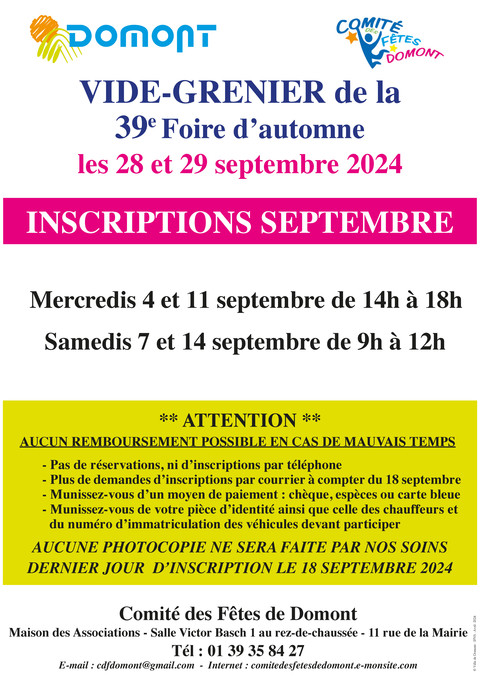 Affiche inscriptions vide-grenier