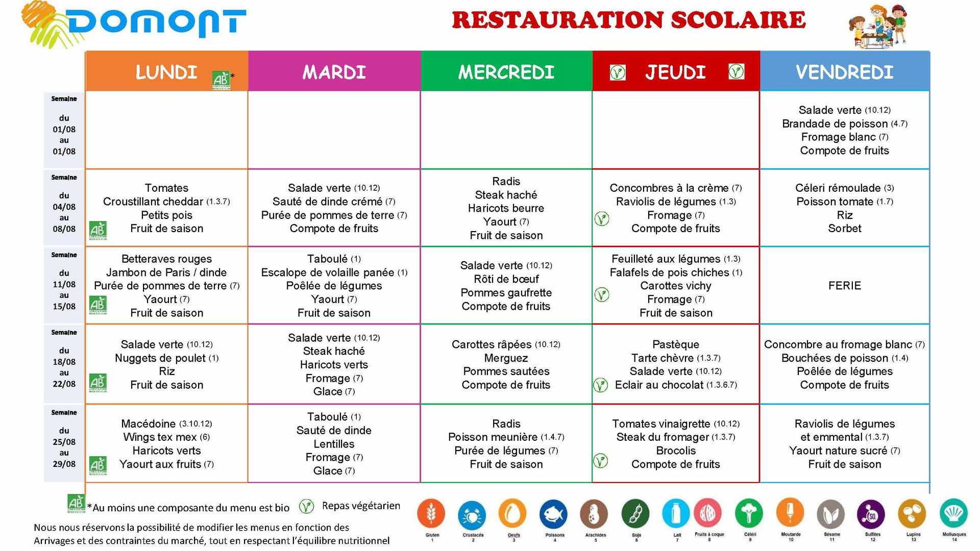 Menu Aout 2025 Menu Aout 2025